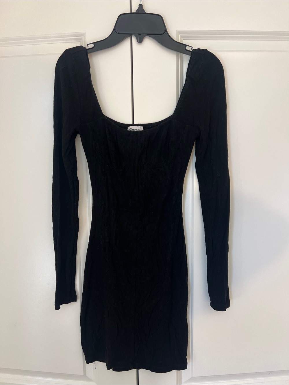 Princess Polly Long Sleeve Black Scoop Neck Bodycon Dress